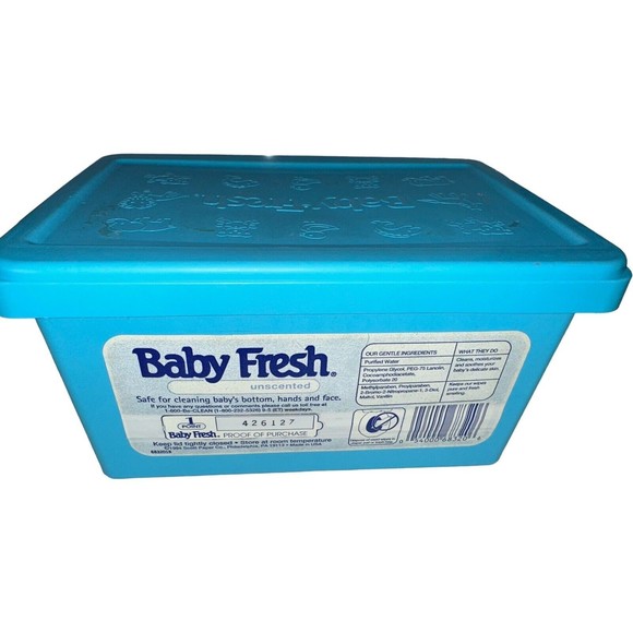 Baby Wipes Empty Container Refillable Retro Blue Vintage Nursery Baby Fresh - Picture 5 of 11